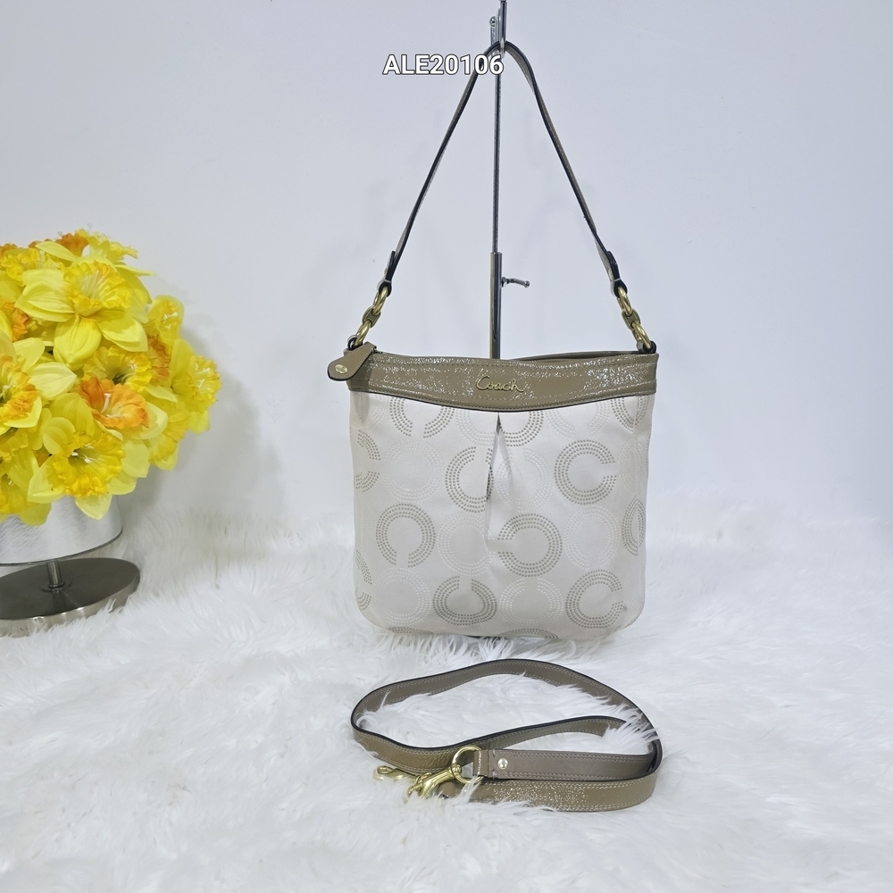 Coach Beige and Brown Shoulder Bag.